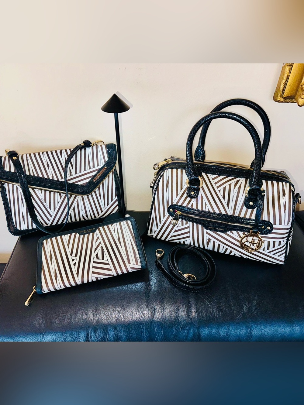 Henri Bendel 3PC Matching Set Boston Bag | NWT Clutch | Large Wallet ✨ Rare